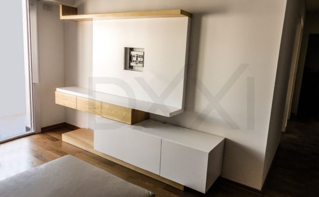 Mueble para TV de madera enchapada y laqueado modelo ZigZag