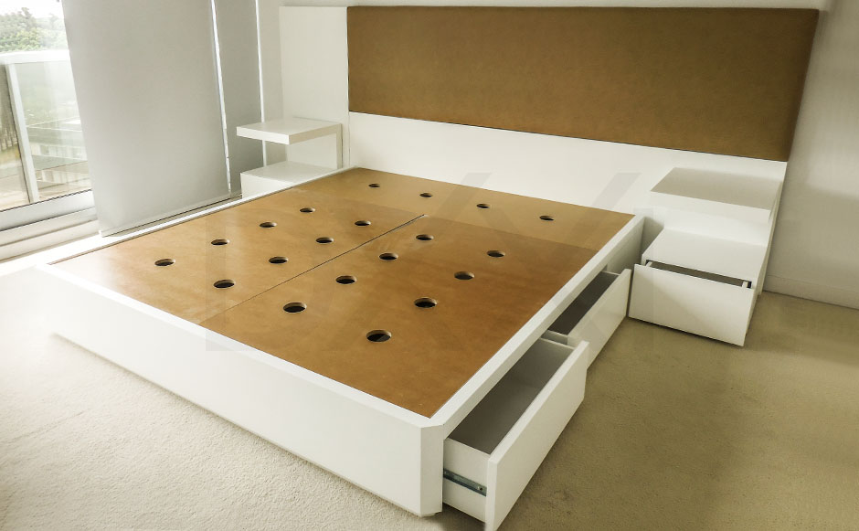 Cama con Cajones en MDF Laqueada