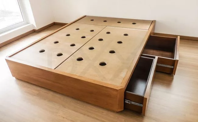 Cama con cajones NOVA enchapada, DXXI fabrica de muebles contemporaneos 01