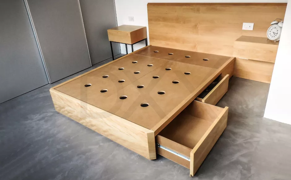 cama con cajones Nova enchapada