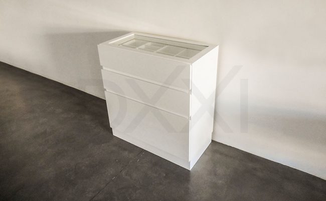 Cómoda para zapatos y cajones de MDF laqueado modelo Lumiere C