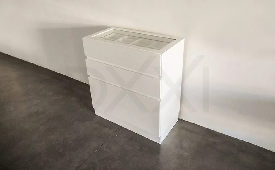 Cómoda para zapatos y cajones de MDF laqueado modelo Lumiere C