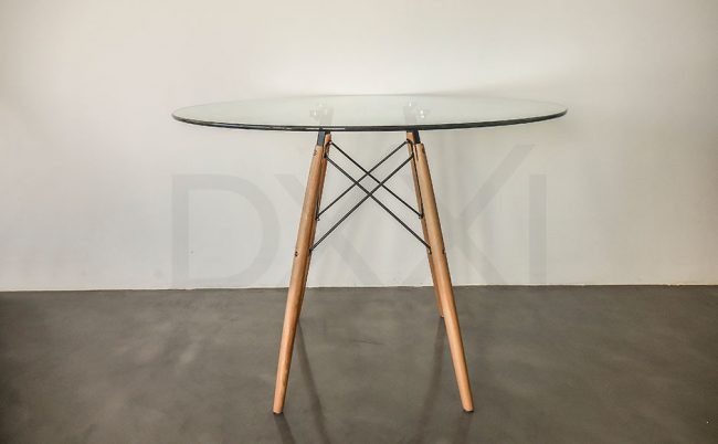 Mesa Eames Redonda con tapa de vidrio 100cm
