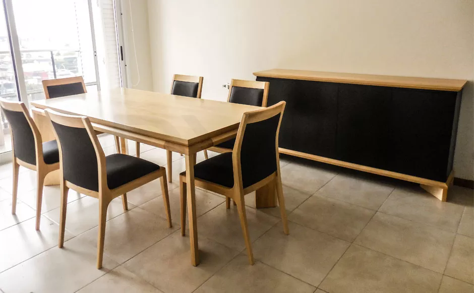 Mesa comedor Olsen toda madera Guatambu lustrada 04