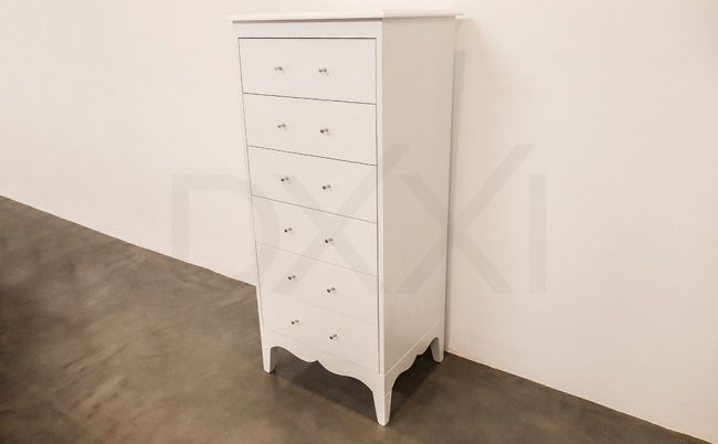 Chifonier con seis cajones de MDF laqueado modelo Stylo