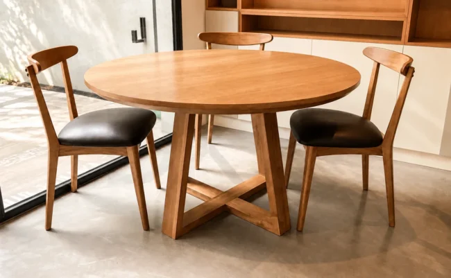 Mesa de comedor Lunar – Tapa madera — toma 1 — sin adornos