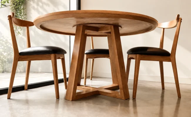 Mesa de comedor Lunar – Tapa madera — toma 2 — sin adornos