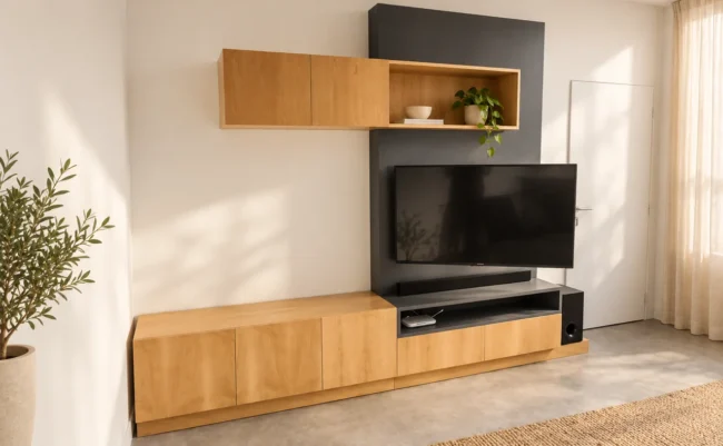 Mueble para TV Jenga — toma 2 — con complementos